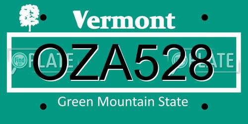 OZA528 Vermont License Plate