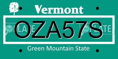 OZA57S Vermont License Plate