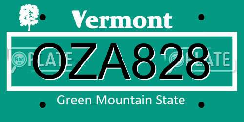 OZA828 Vermont License Plate