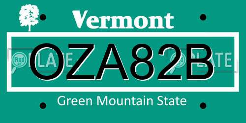 OZA82B Vermont License Plate