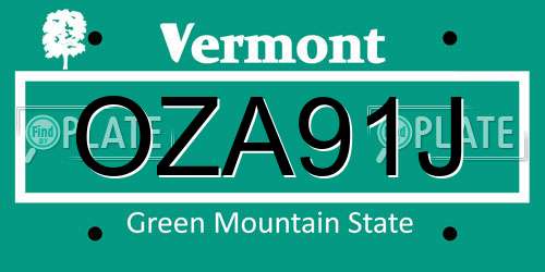 OZA91J Vermont License Plate