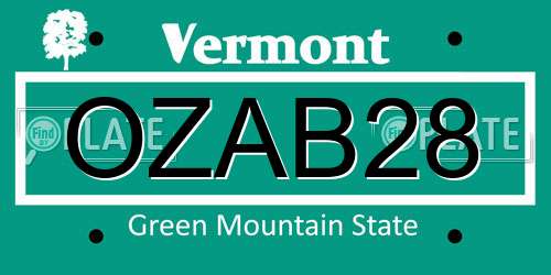 OZAB28 Vermont License Plate
