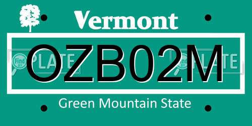 OZB02M Vermont License Plate