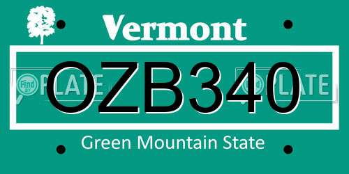 OZB340 Vermont License Plate