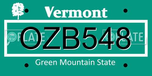 OZB548 Vermont License Plate