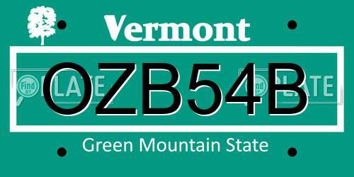 OZB54B Vermont License Plate