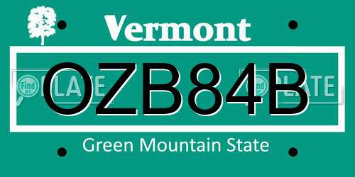 OZB84B Vermont License Plate