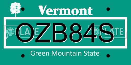 OZB84S Vermont License Plate