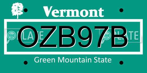 OZB97B Vermont License Plate