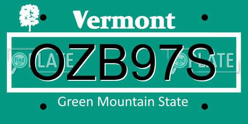 OZB97S Vermont License Plate
