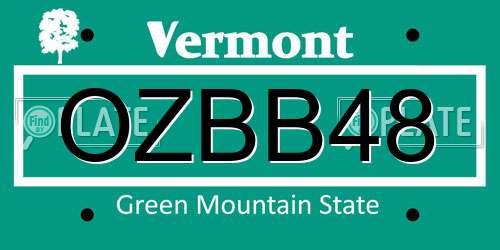 OZBB48 Vermont License Plate