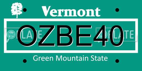 OZBE40 Vermont License Plate