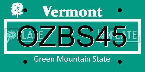 OZBS45 Vermont License Plate