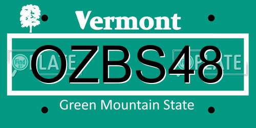 OZBS48 Vermont License Plate