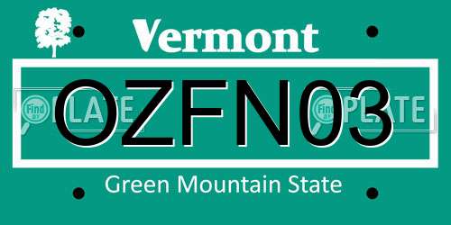 OZFN03 Vermont License Plate