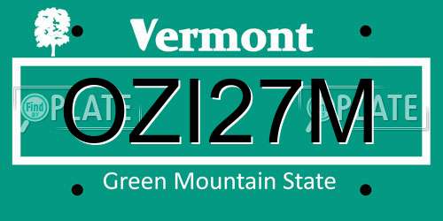 OZI27M Vermont License Plate