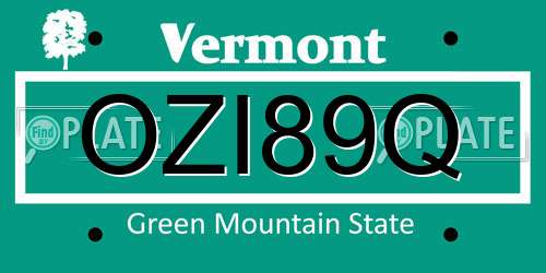OZI89Q Vermont License Plate