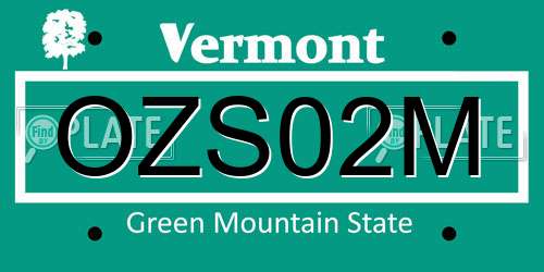 OZS02M Vermont License Plate