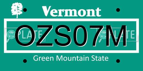 OZS07M Vermont License Plate