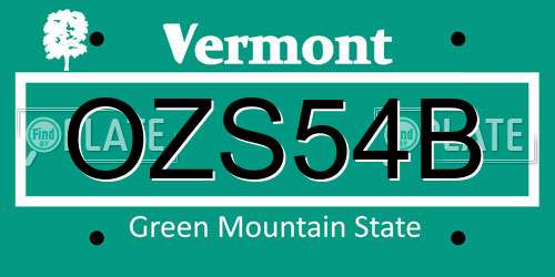 OZS54B Vermont License Plate