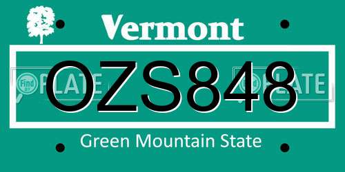 OZS848 Vermont License Plate