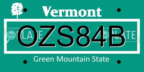 OZS84B Vermont License Plate