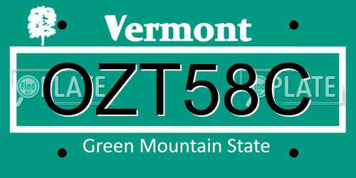 OZT58C Vermont License Plate