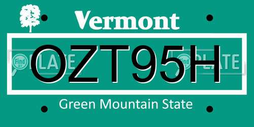 OZT95H Vermont License Plate