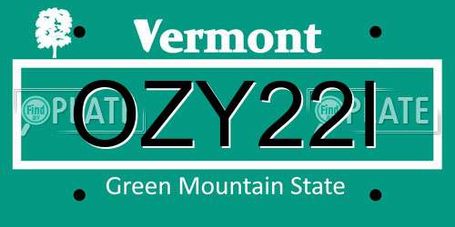 OZY22I Vermont License Plate