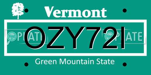 OZY72I Vermont License Plate