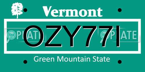 OZY77I Vermont License Plate