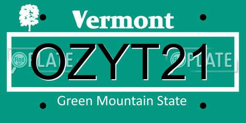 OZYT21 Vermont License Plate