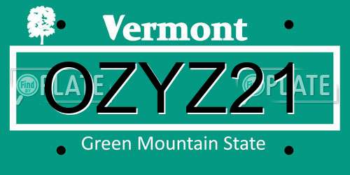 OZYZ21 Vermont License Plate