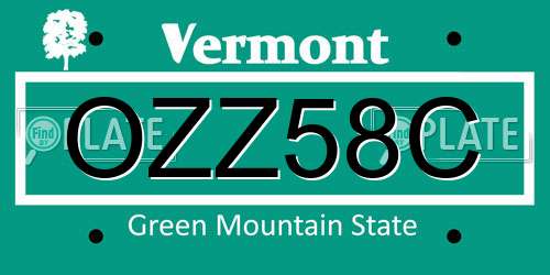 OZZ58C Vermont License Plate