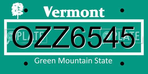 OZZ6545 Vermont License Plate