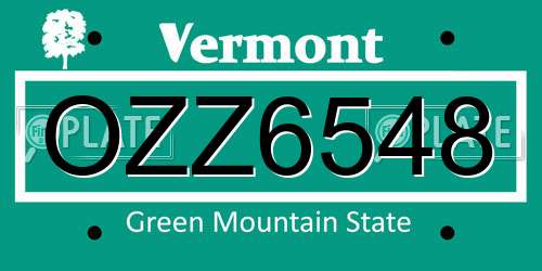OZZ6548 Vermont License Plate