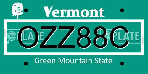 OZZ88C Vermont License Plate