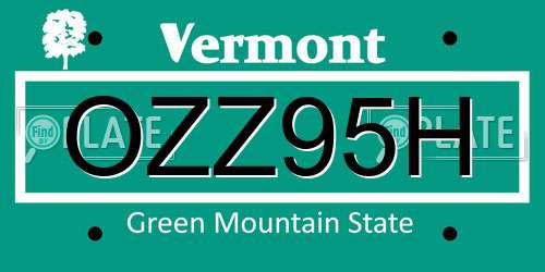 OZZ95H Vermont License Plate