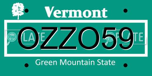 OZZO59 Vermont License Plate