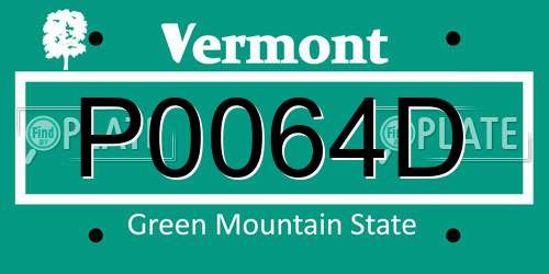 P0064D Vermont License Plate