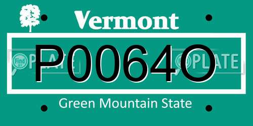 P0064O Vermont License Plate