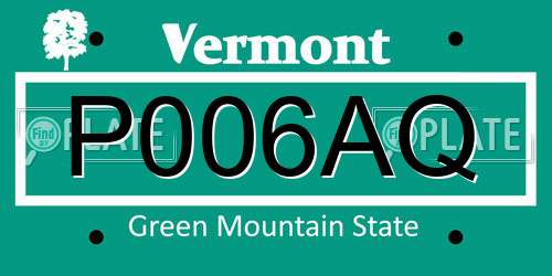 P006AQ Vermont License Plate