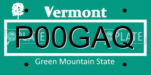 P00GAQ Vermont License Plate