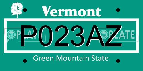 P023AZ Vermont License Plate
