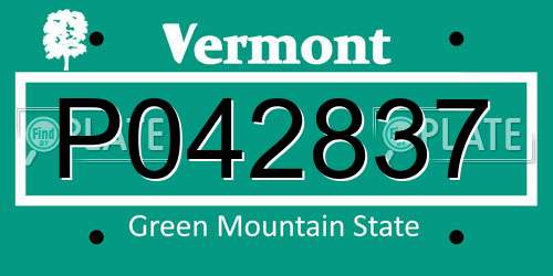 P042837 Vermont License Plate