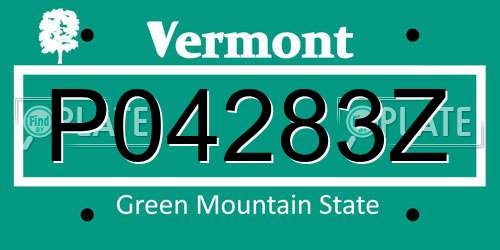 P04283Z Vermont License Plate