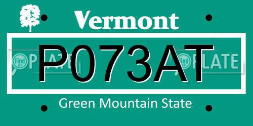 P073AT Vermont License Plate