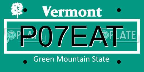 P07EAT Vermont License Plate