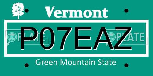 P07EAZ Vermont License Plate