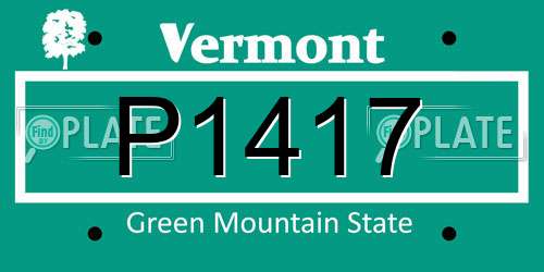 P1417 Vermont License Plate